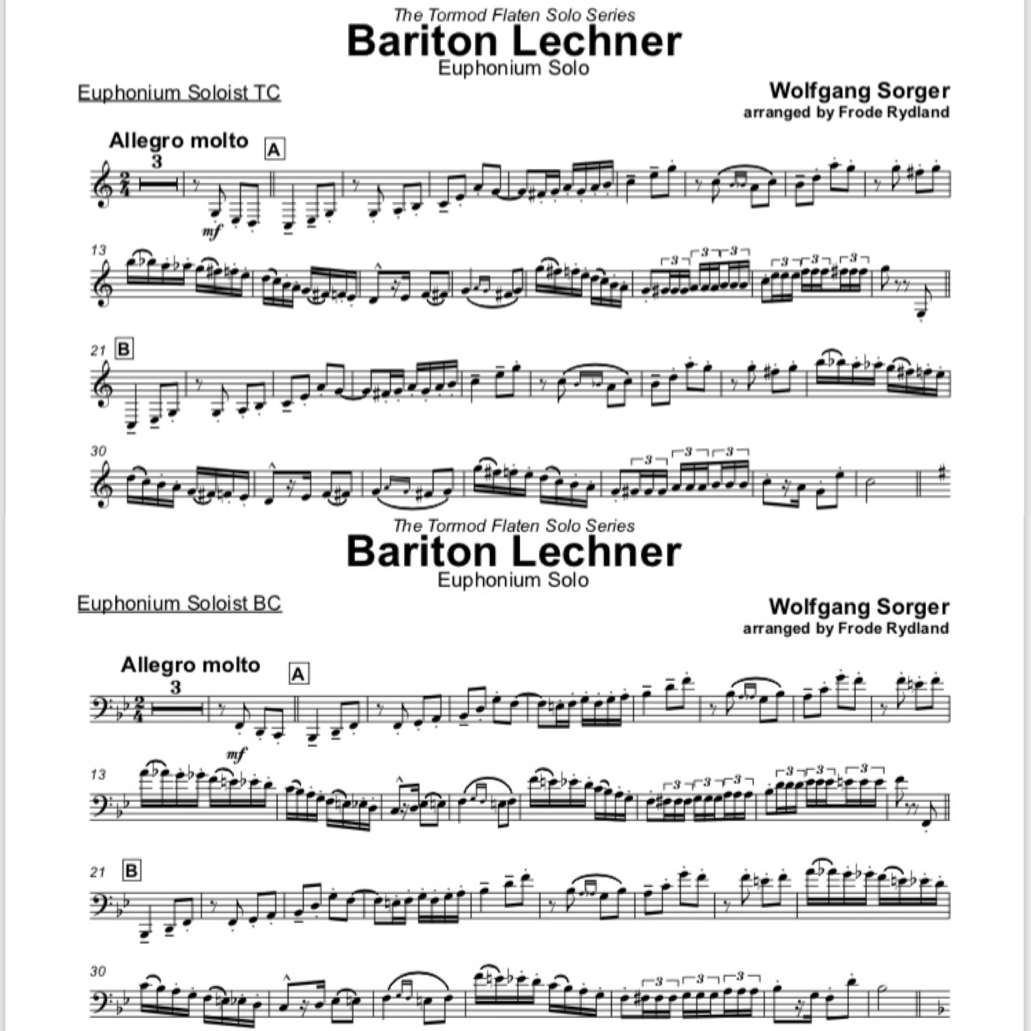 Bariton Lechner for Euphonium Solo part Tormod Flaten