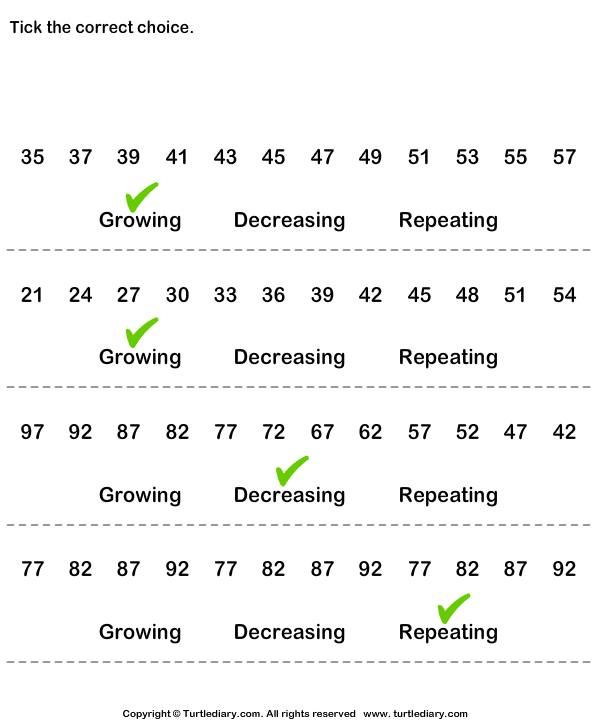 Identify Type of Pattern Turtle Diary Worksheet