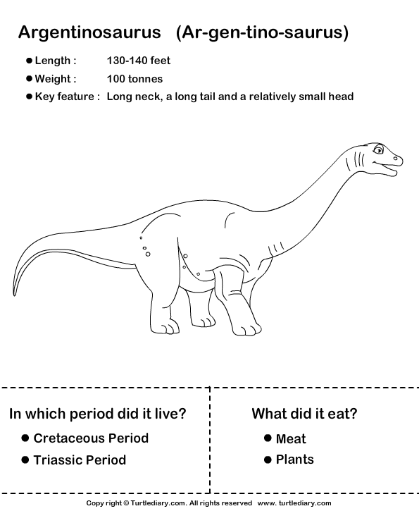About Dinosaurs | Turtle Diary Worksheet