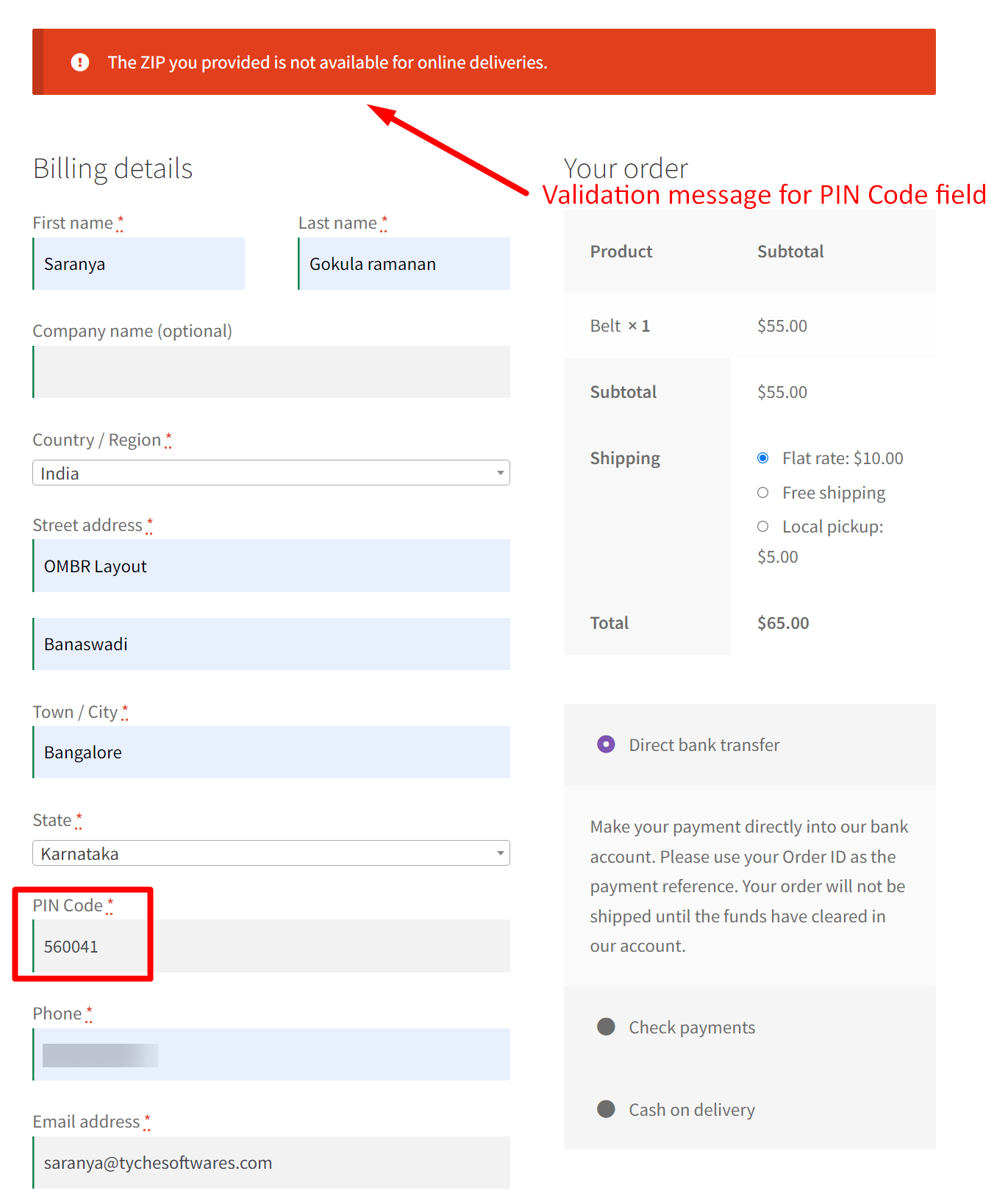 How to Validate Shipping ZIP Code During Checkout in