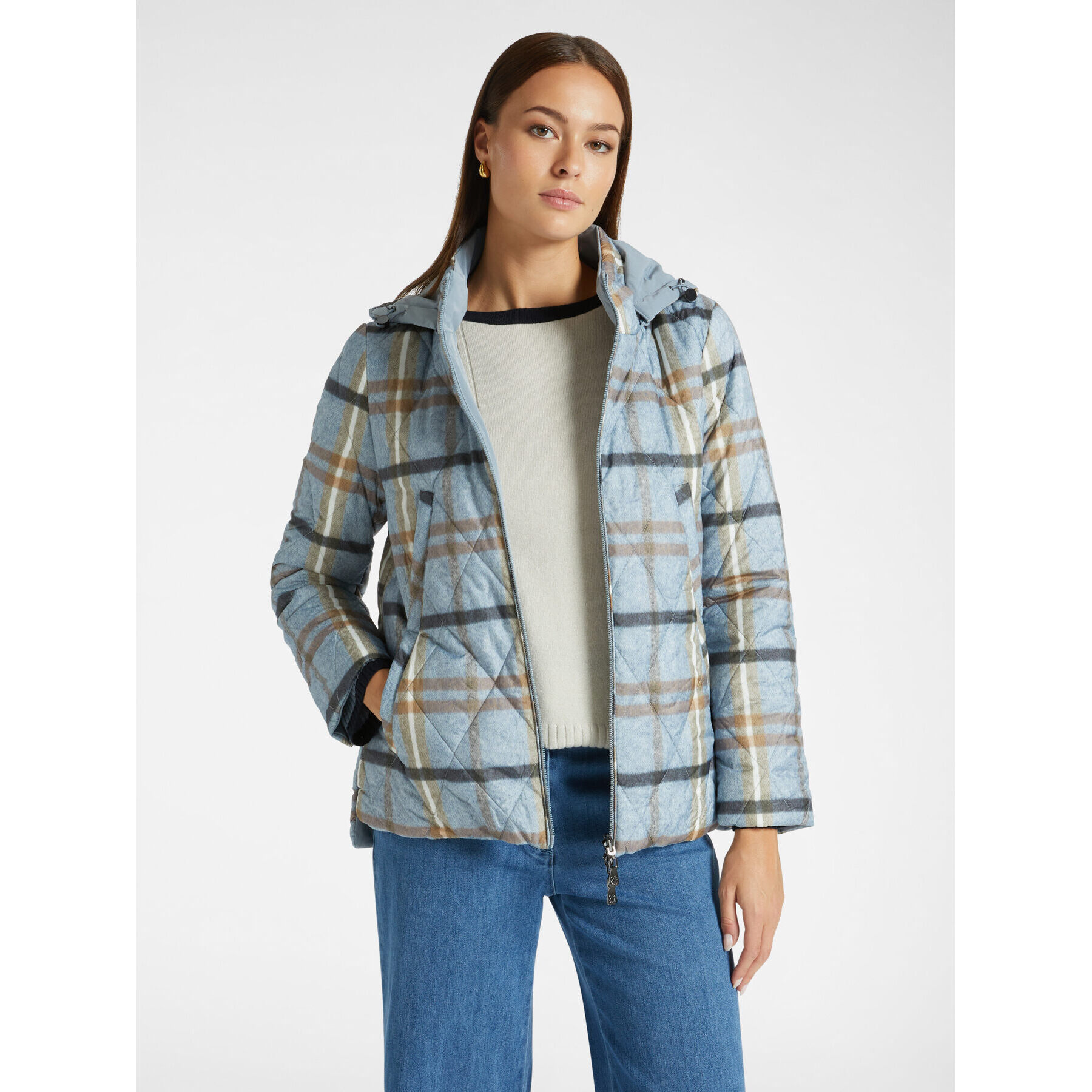 Elena Mirò Elena Mirò Plumífero estampado con capucha Light