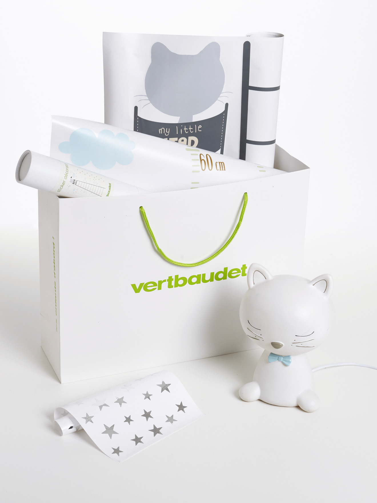 Veilleuse Moustachat blanc Vertbaudet