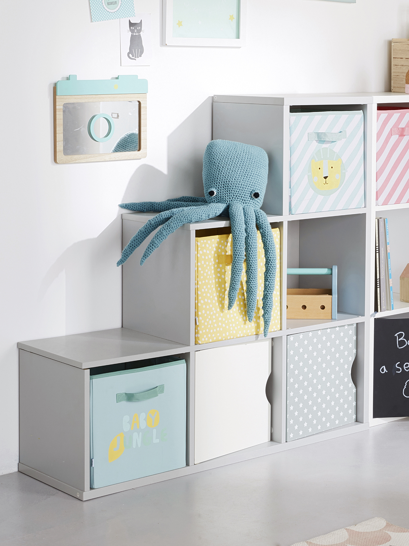 Meuble De Rangement 6 Cases Meuble de rangement 6 cases gris Vertbaudet