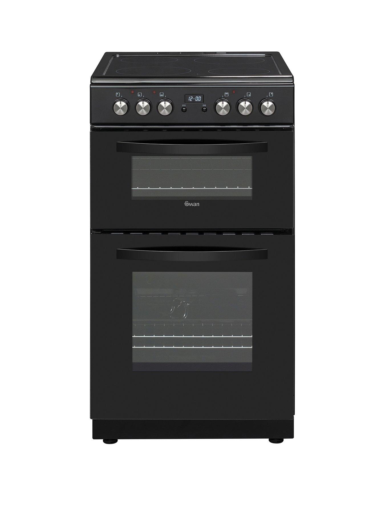 Swan SX15821B 50cm Twin Electric Cooker Black very.co.uk