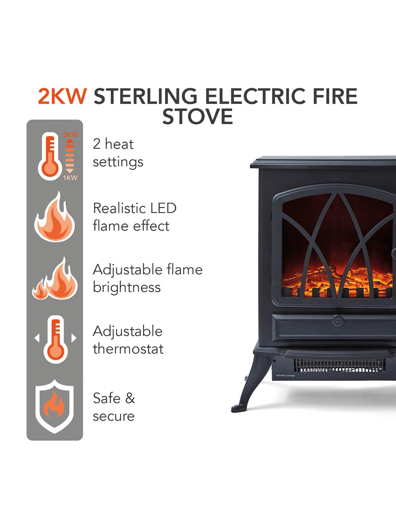 Warmlite Electric Stove Heater Black very.co.uk