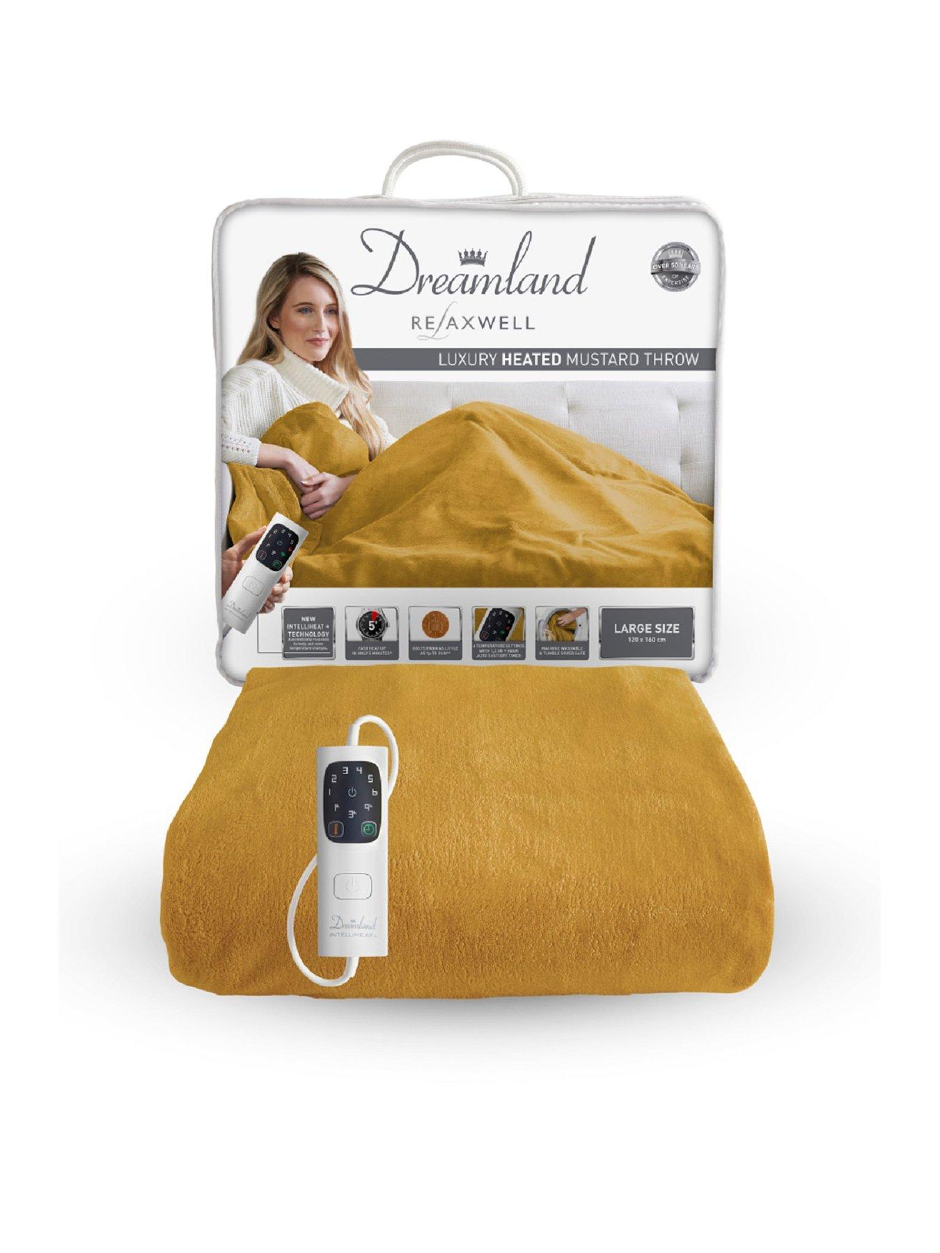 Dreamland Relaxwell Heated Large Mustard Throw very.co.uk