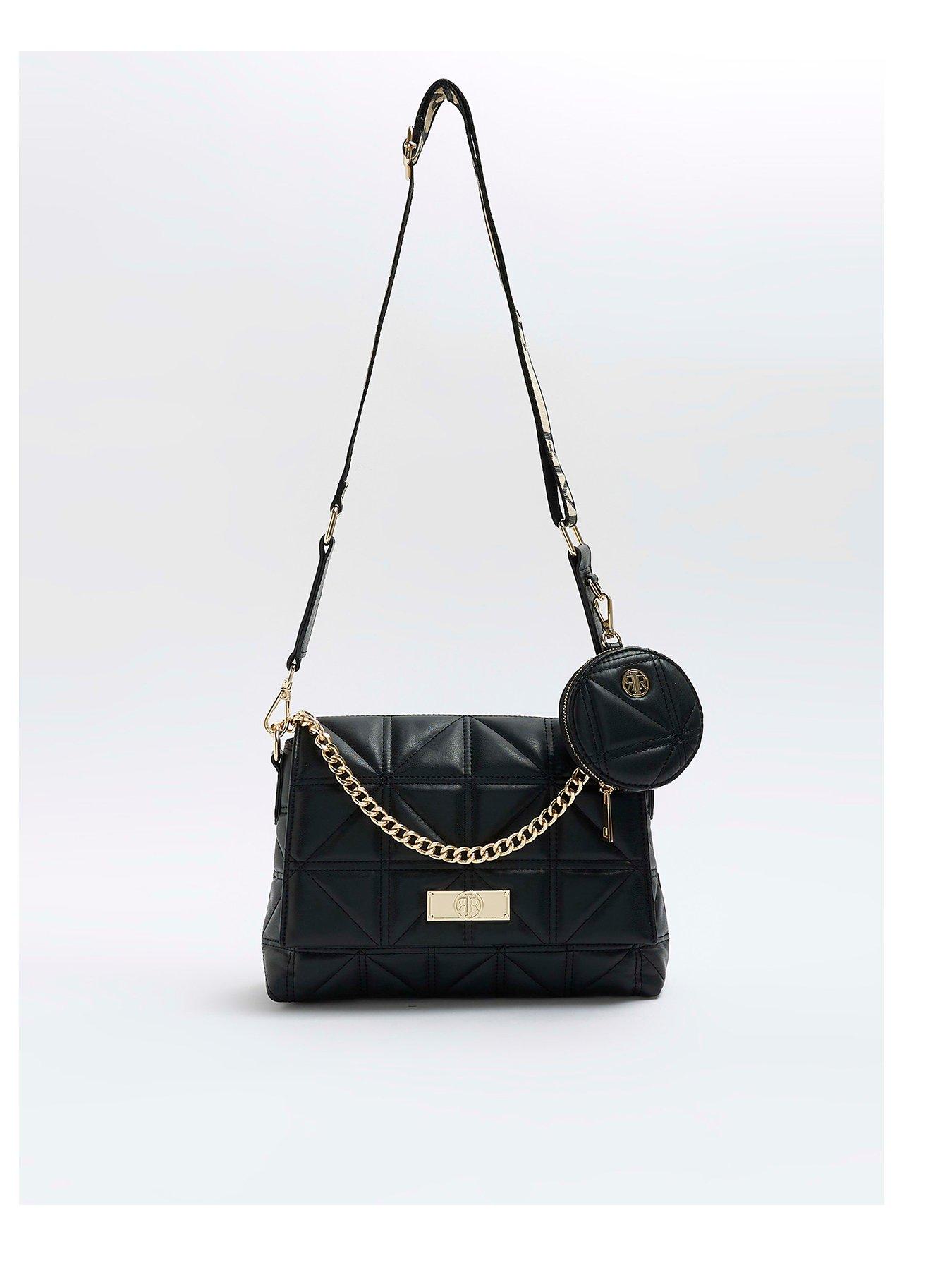 River Island Quilted Cross Body Bag Black very.co.uk