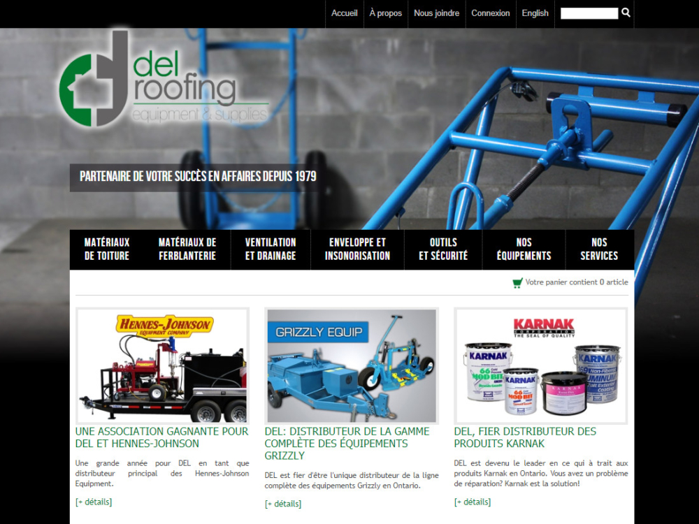 Refonte responsive du site de DEL Roofing Equipment and Supplies