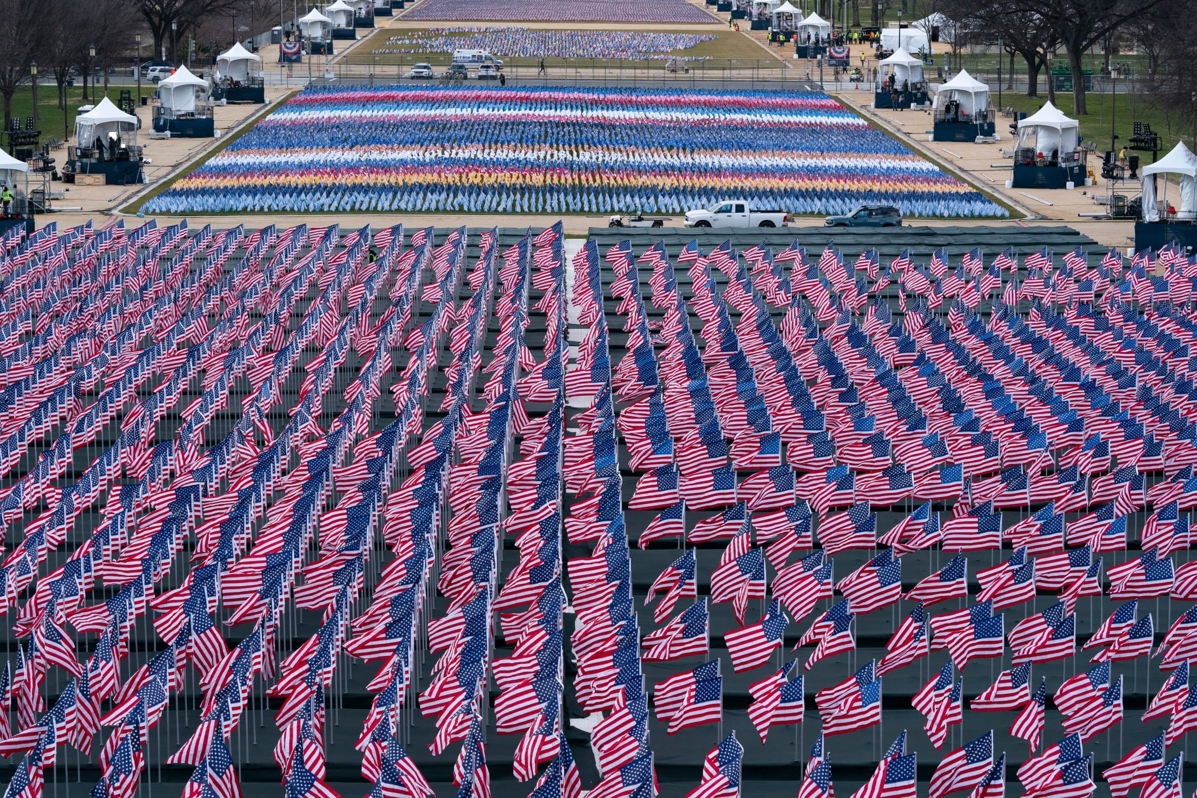 PHOTOS Flags Take The Place Of Crowds On National Mall For Biden's