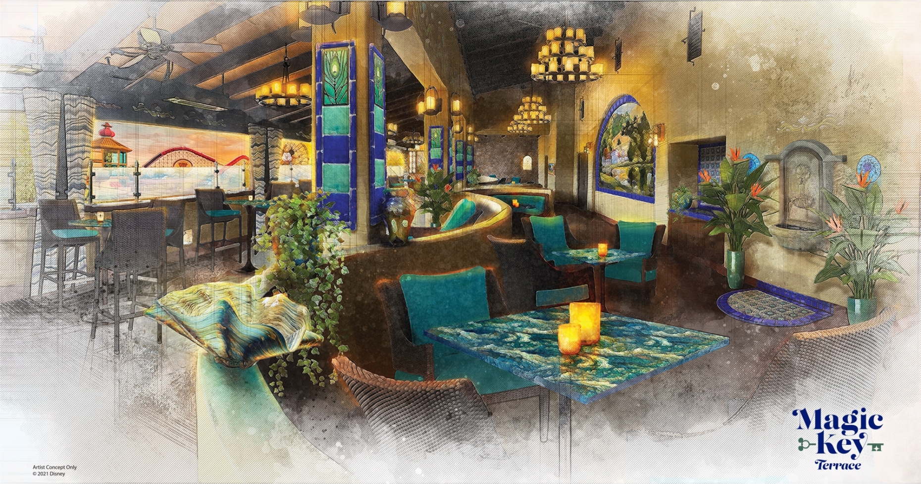 CONCEPT ART Magic Key Terrace at Disney California Adventure Being