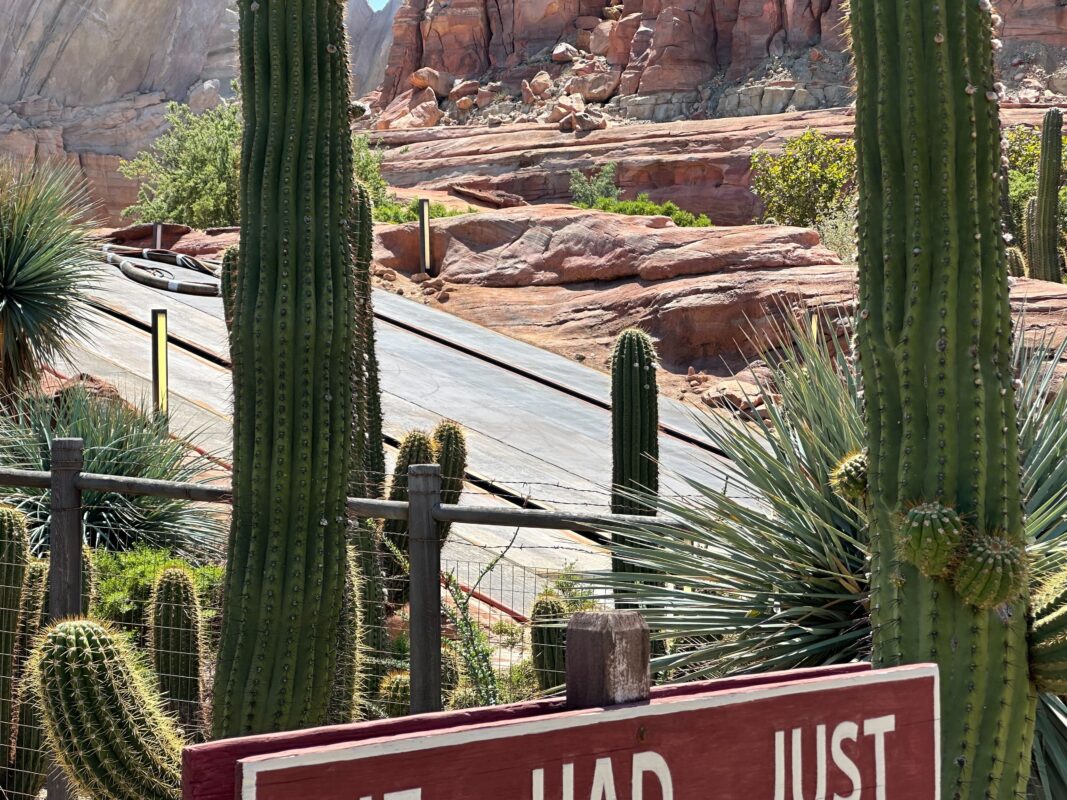PHOTOS Radiator Springs Racers Exterior Track Repaved, Rockwork