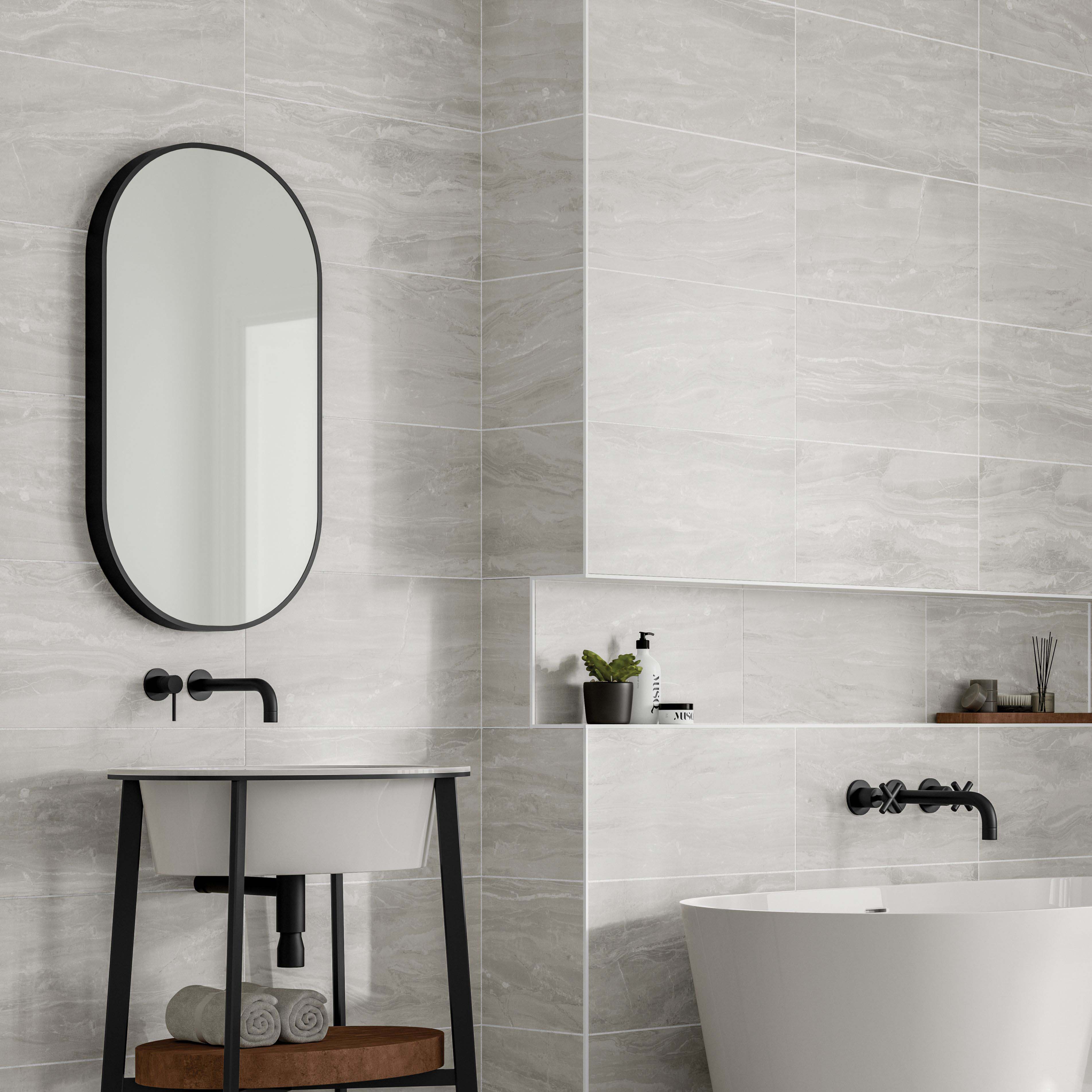 Upgrade Your Bathroom with Stunning Grey Feature Wall Tiles Explore