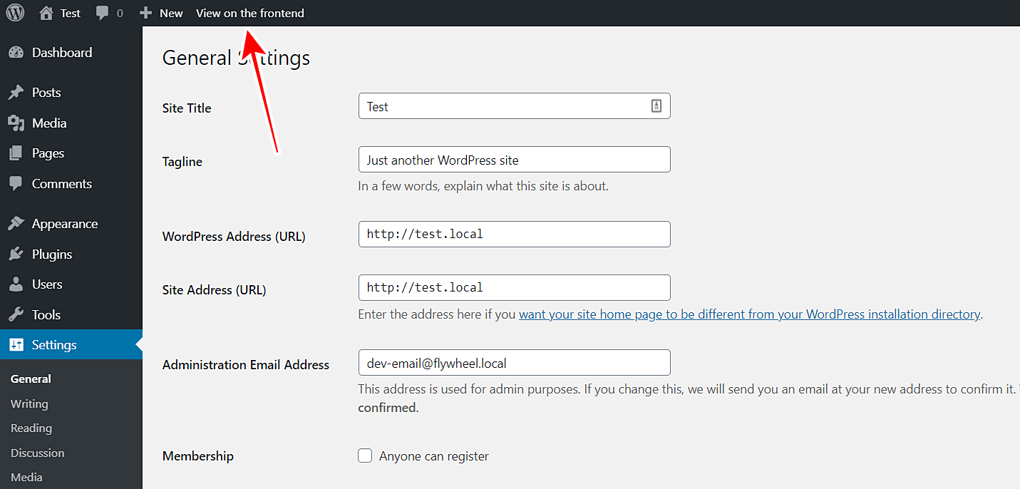 WordPress Manage Site Settings on the Frontend
