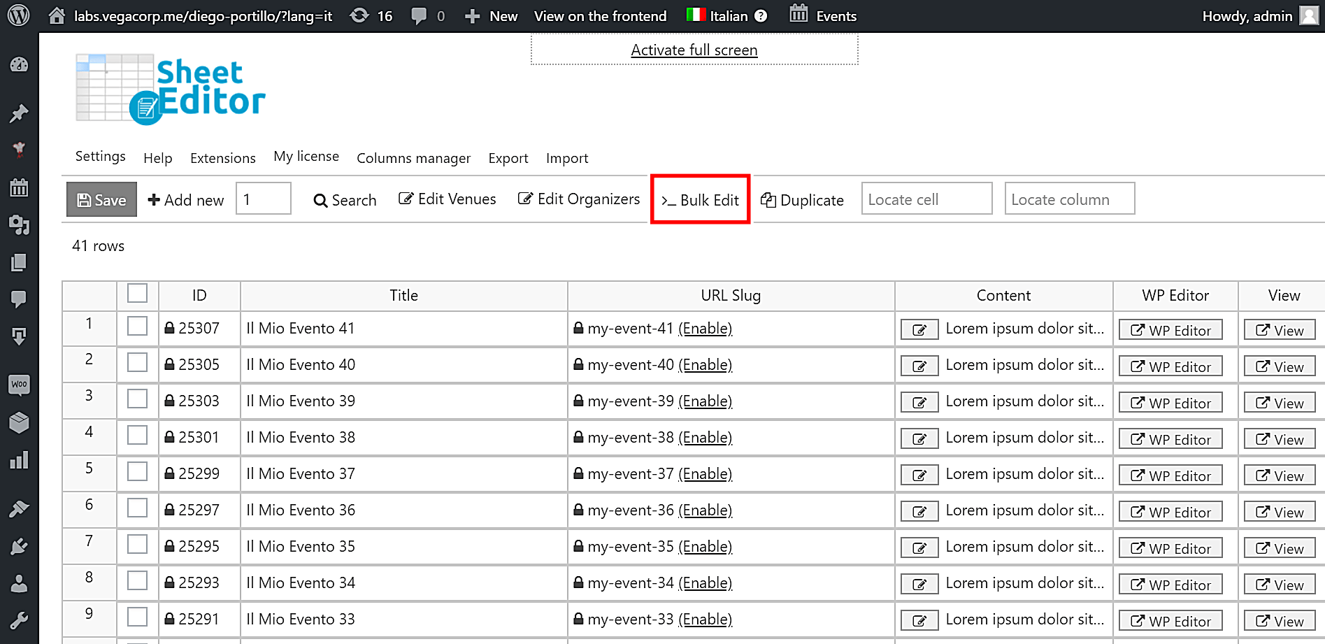 WPML How to Bulk Translate Events Quickly WP Sheet Editor