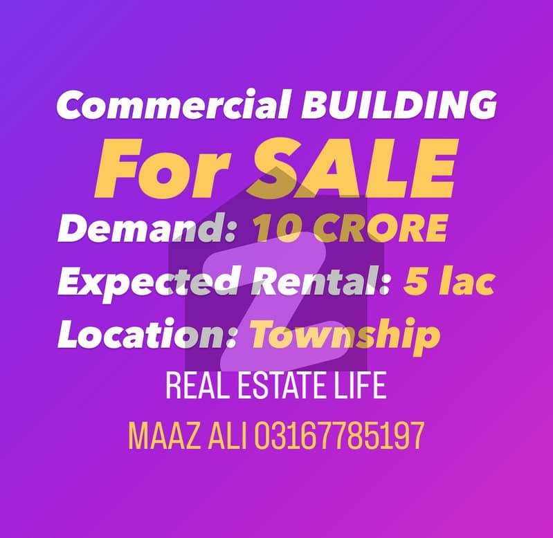 1 kanal commercial building for sale on College Road Township, Lahore