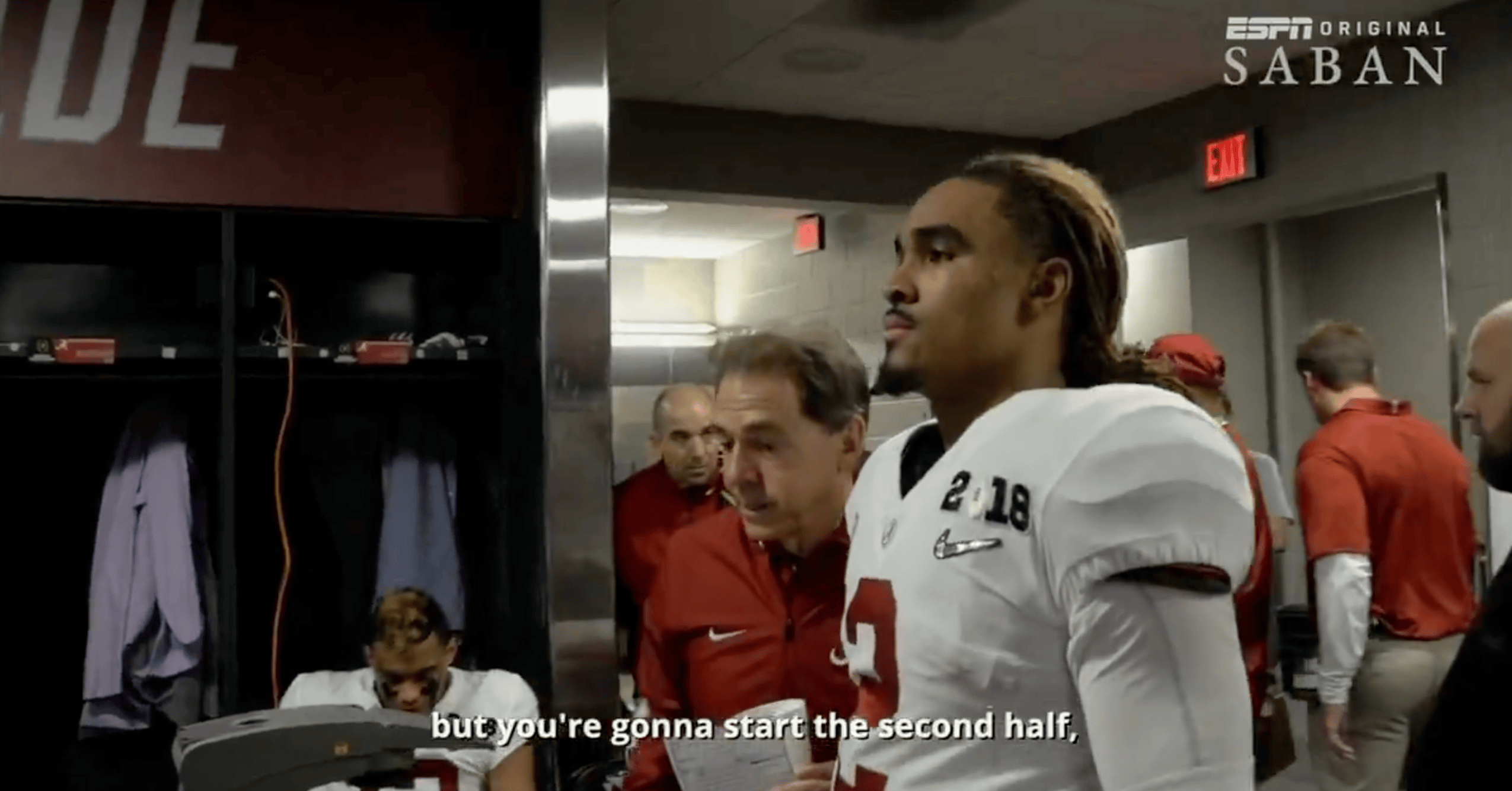 Nick Saban reacts to viral Jalen Hurts benching clip