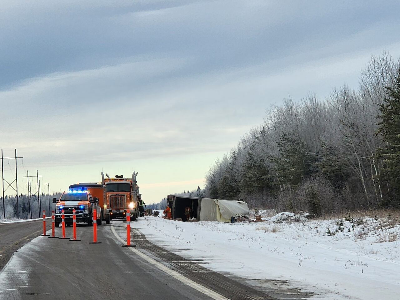 Truck carrying groceries to La Ronge overturns over Christmas weekend