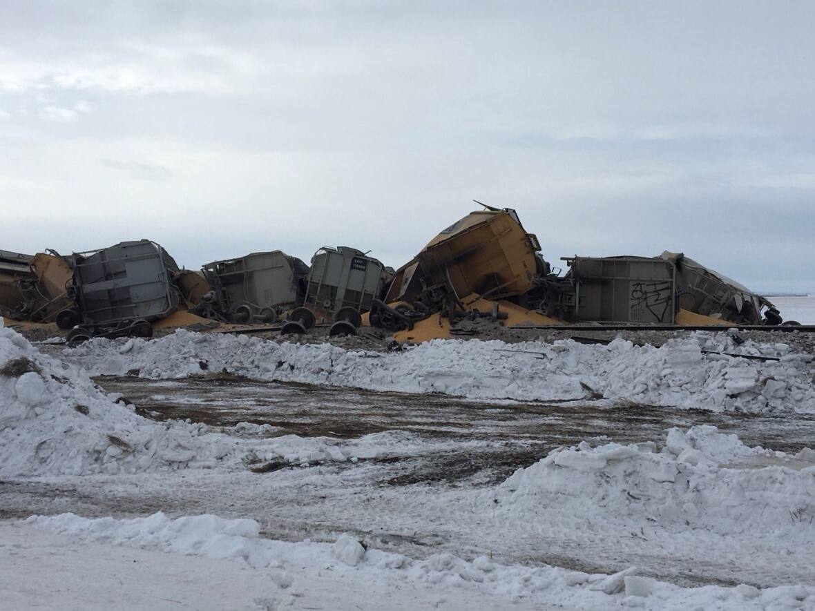 Train hauling corn derails near Drinkwater, Sask.
