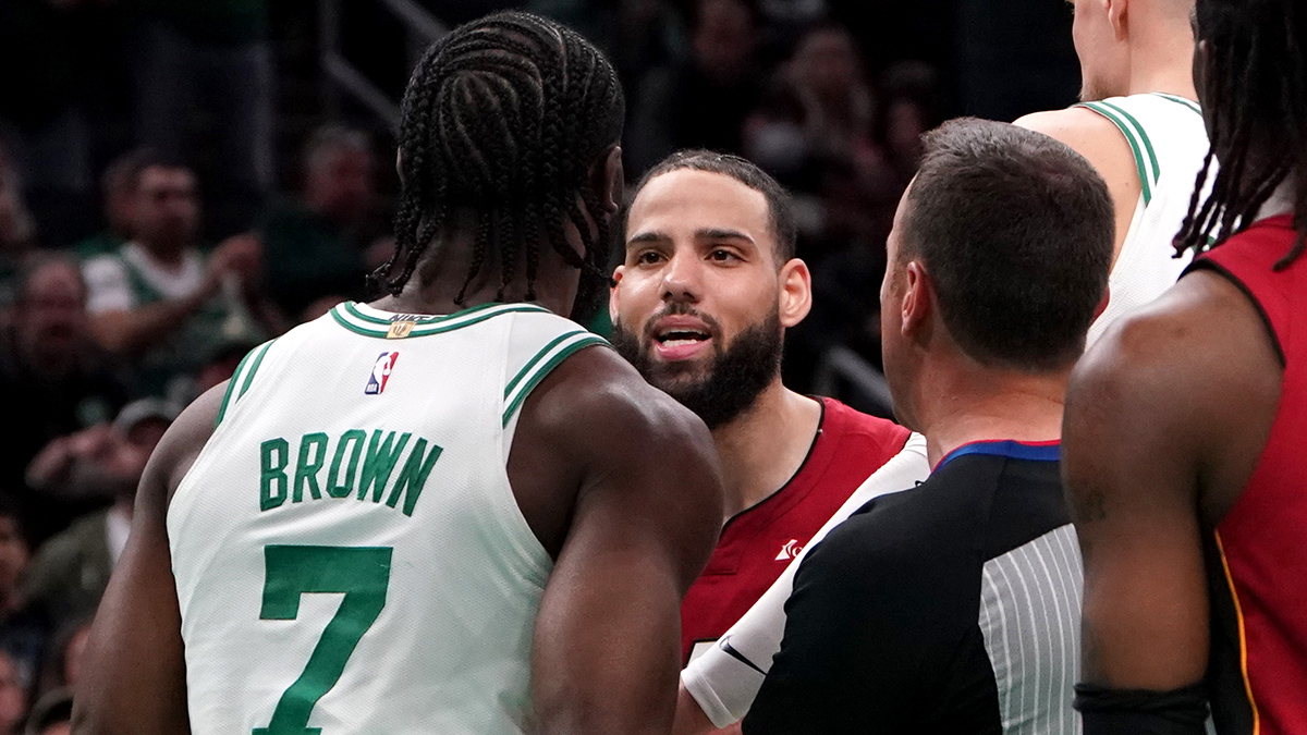 What Jaylen Brown told Caleb Martin after hard foul on Jayson Tatum