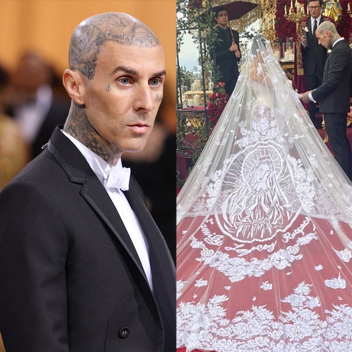 See How Kourtney Kardashian Incorporated Travis Barker's Head Tattoos