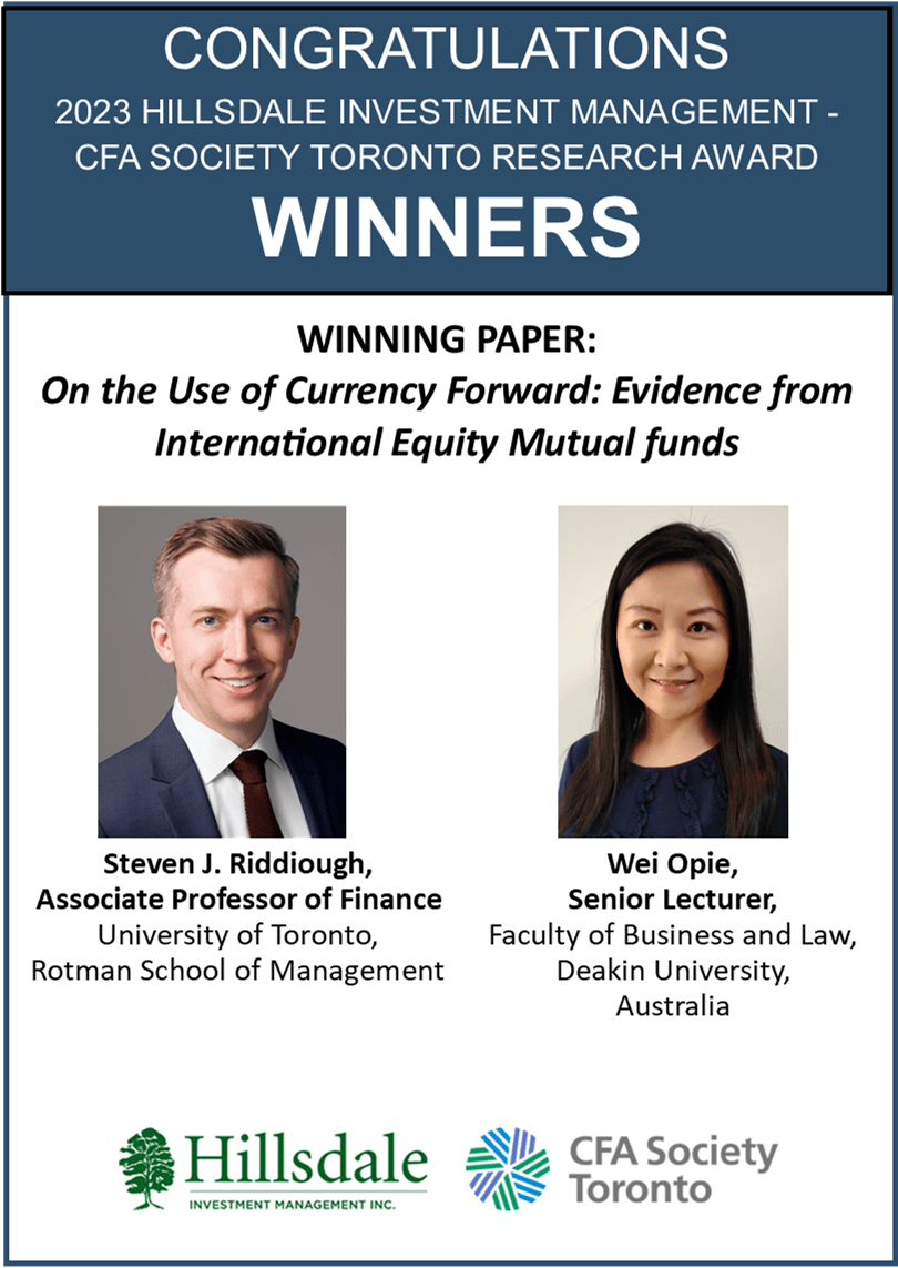 2023 Hillsdale Investment Management CFA Society Toronto Research Award Winner
