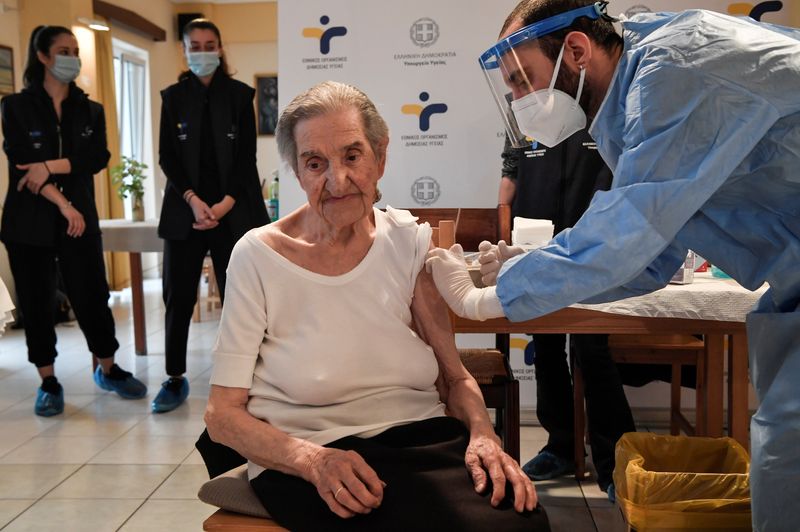 Greek nursing home gets "best New Year's present" as vaccinations begin