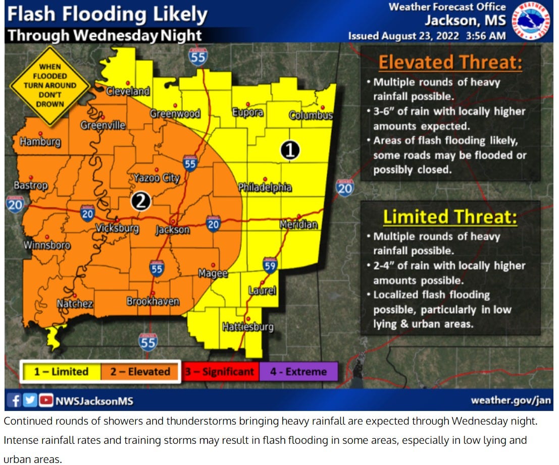 Mississippi is experiencing heavy rain, flooding possible. Here is the