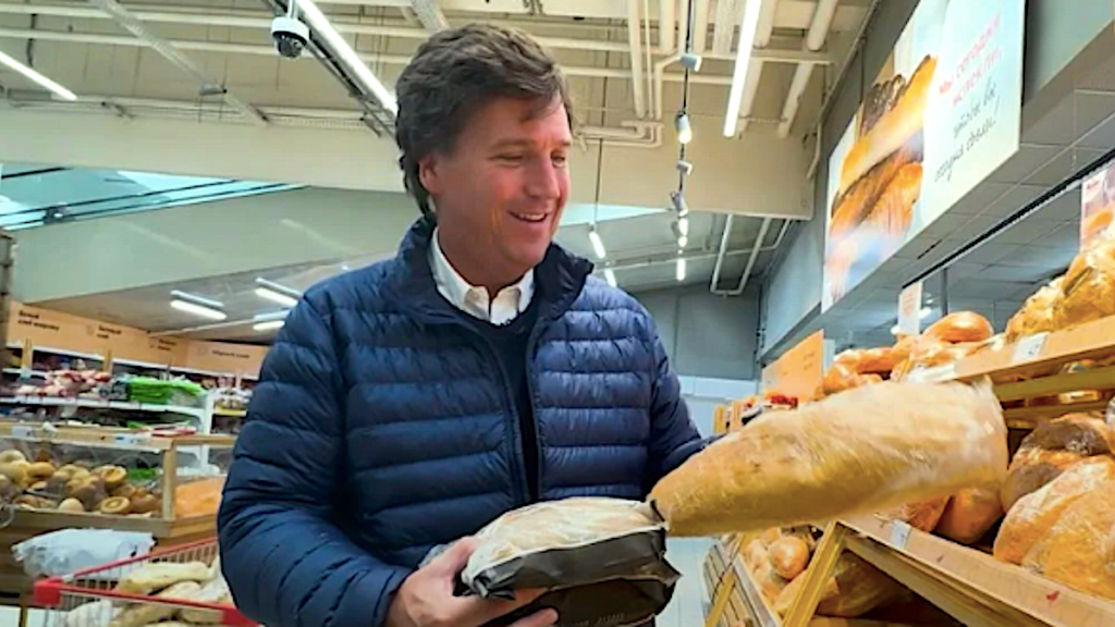 Tucker Carlson Says Trip to Russian Grocery Store Has ‘Radicalized’ Him