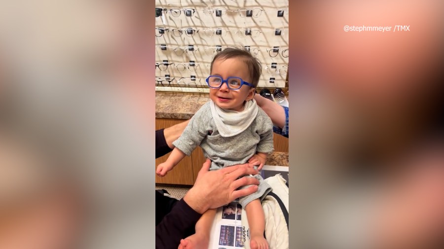 WATCH Adorable reaction caught on camera as infant gets new glasses
