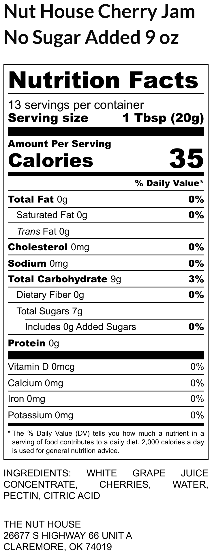Nut House Cherry Jam No Sugar Added 9 oz The Nut House