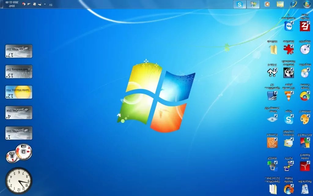 Screen is displayed upside down or sideways on my laptop with Windows 7