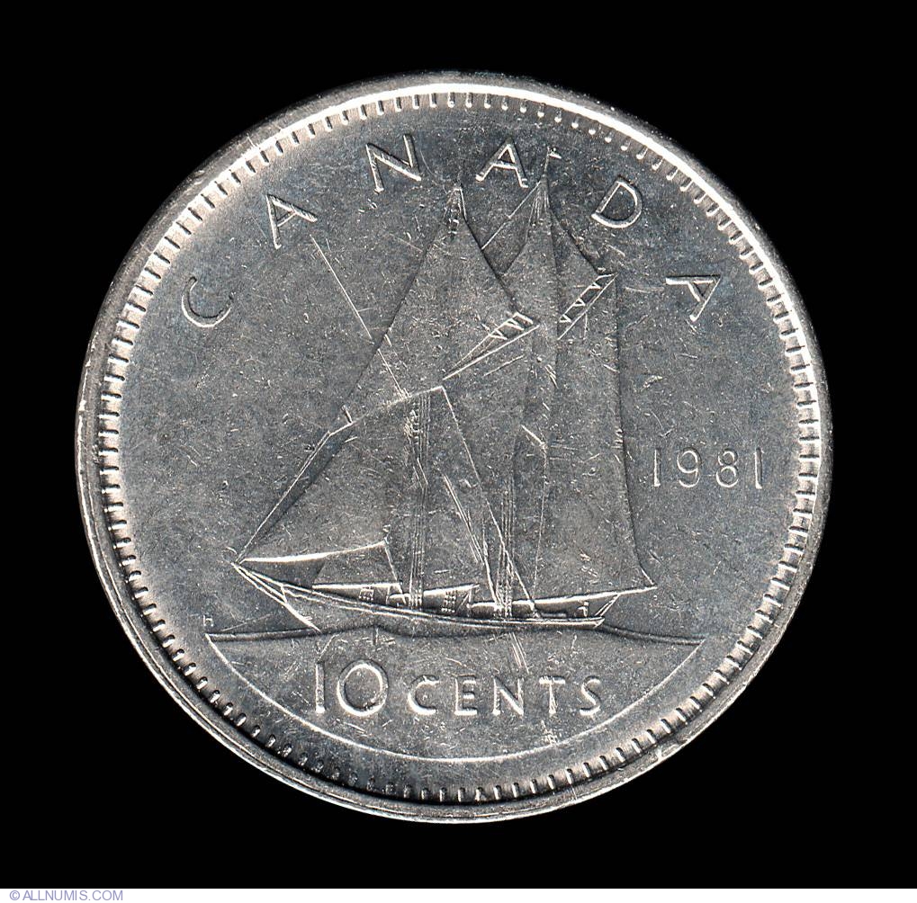 10 Cents 1981, Elizabeth II (1953present) Canada Coin 8612