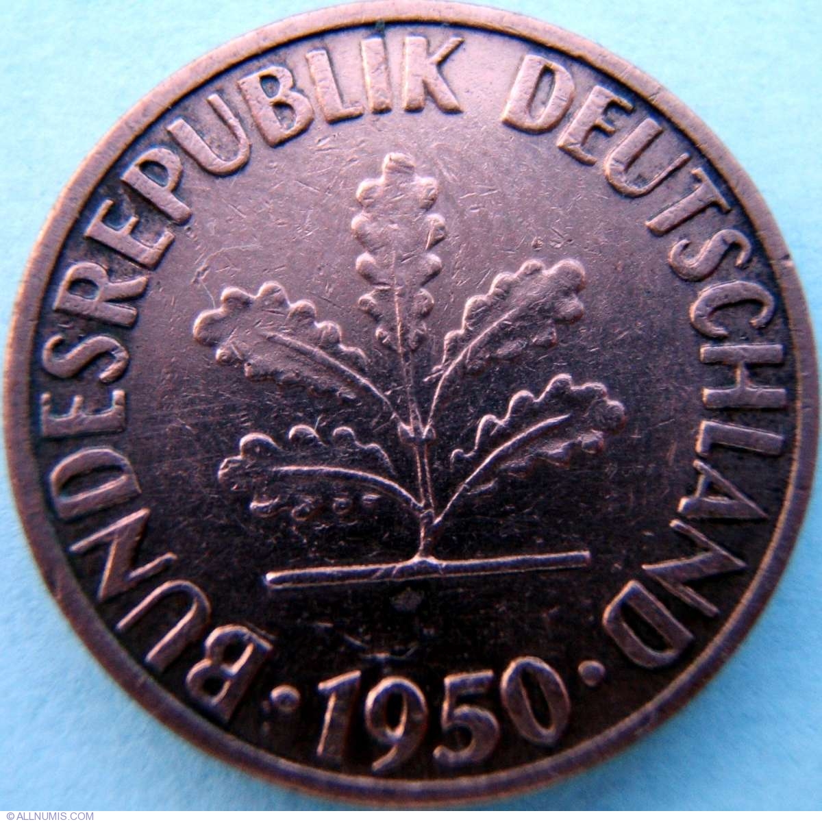 1 Pfennig 1950 F, Federal Republic 19502001 1 Pfennig Germany