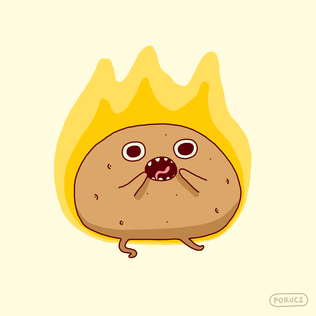 Hot Potato Fire GIF by Michelle Porucznik Find & Share on GIPHY