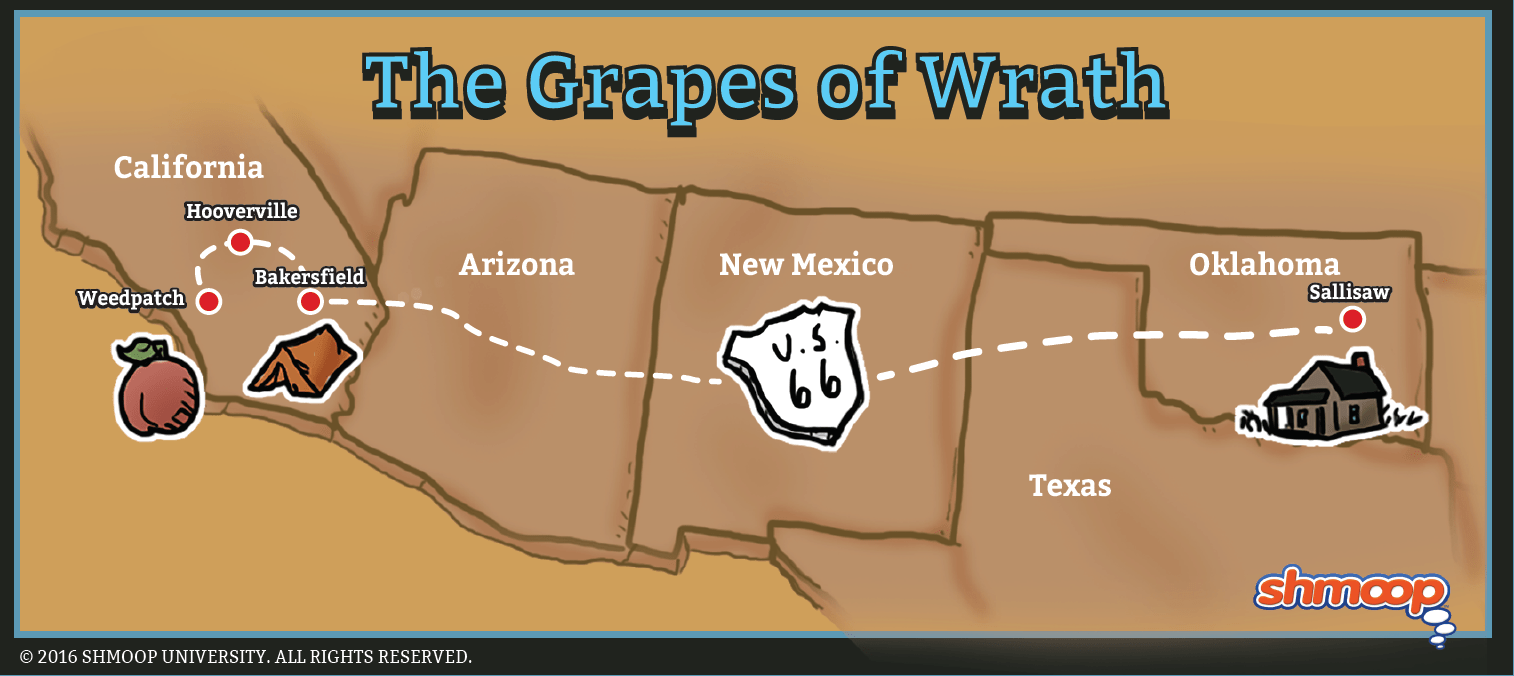 Printable Road Map Of The United States The Grapes Of Wrath Free