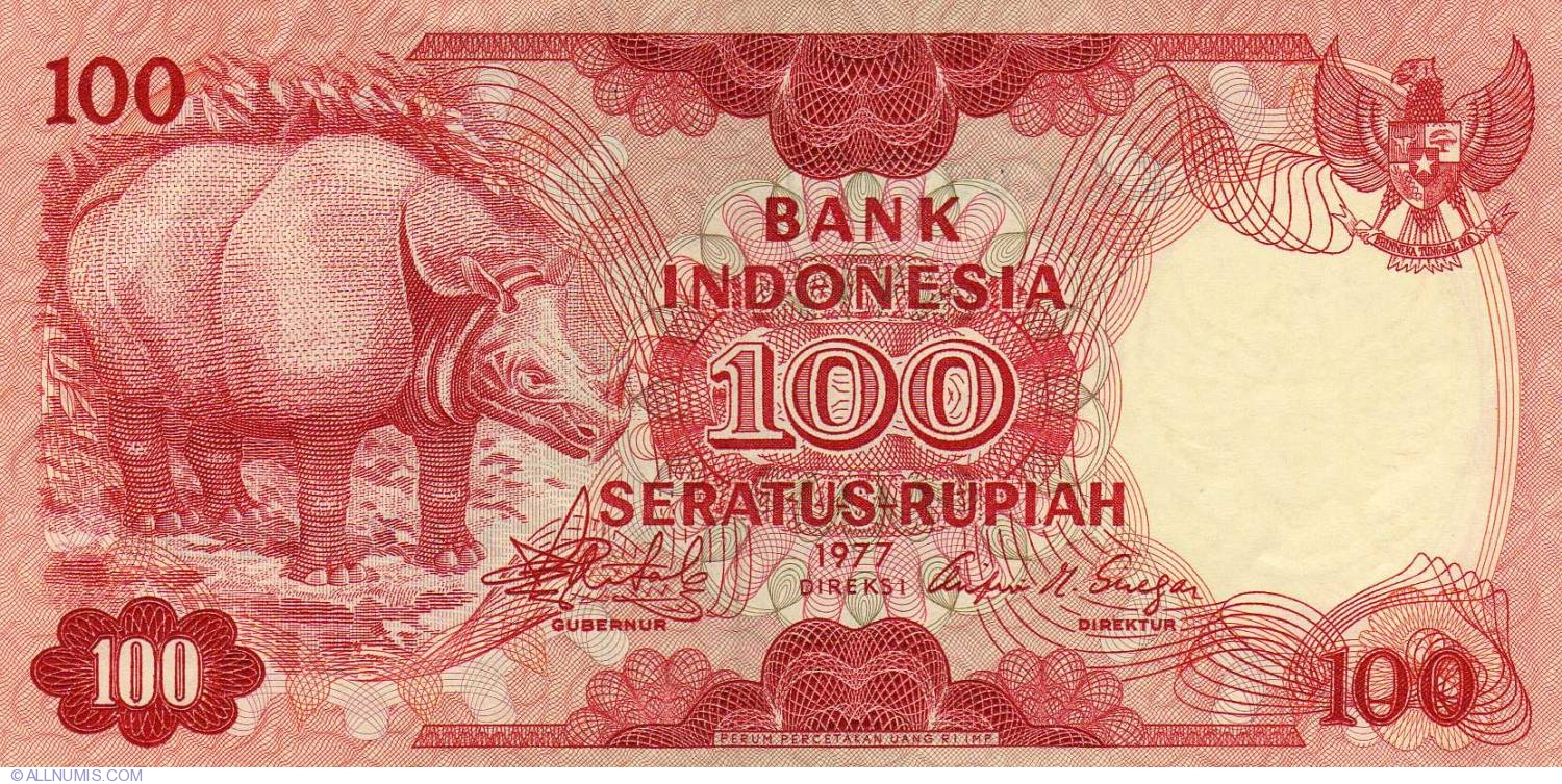 100 Rupiah 1977, 1977 Issue Indonesia Banknote 1077