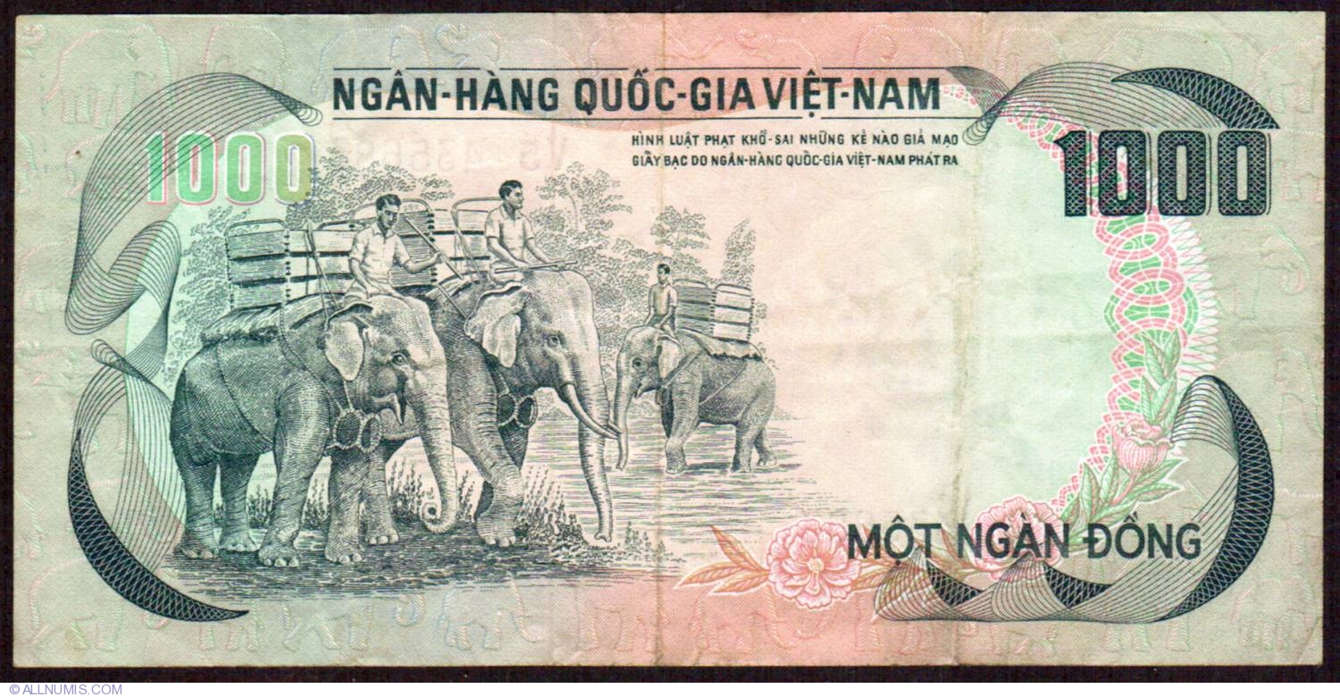 1000 Dong ND (1972), 19721975 ND Issue South Vietnam Banknote 1591