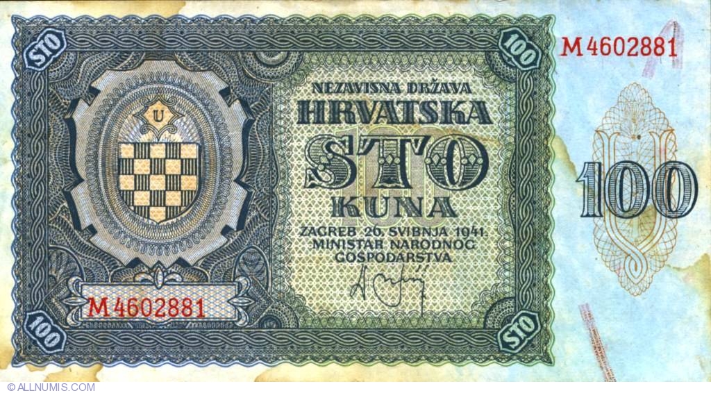 100 Kuna 1941 (26. V.), Emisiunea 1941 Nezavisna Drzava Hrvatska