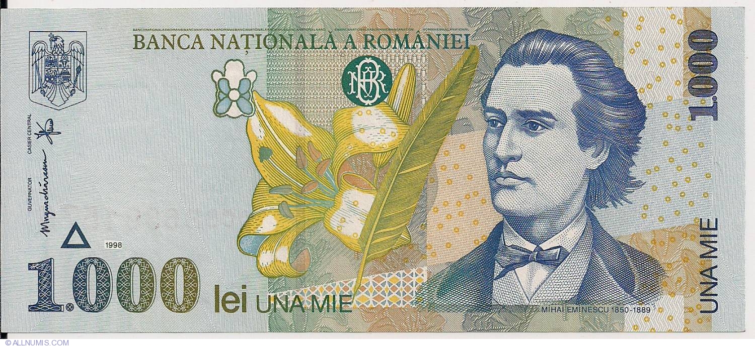 1000 Lei 1998 Big BNR watermark, 19962000 Issue Romania Banknote