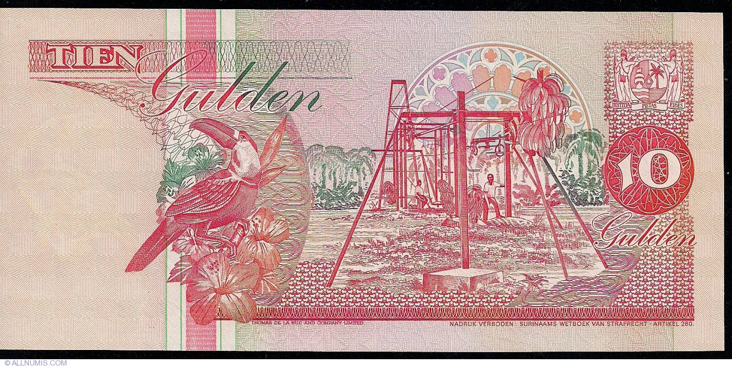 10 Gulden 1996 (1. XII.), 19911999 Issue Suriname Banknote 1549