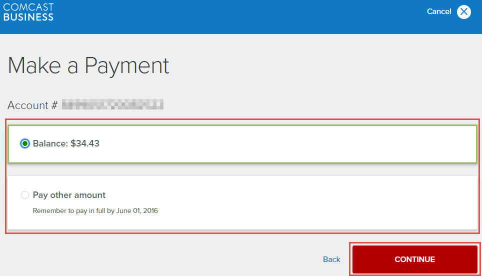Comcast Business Make a payment online
