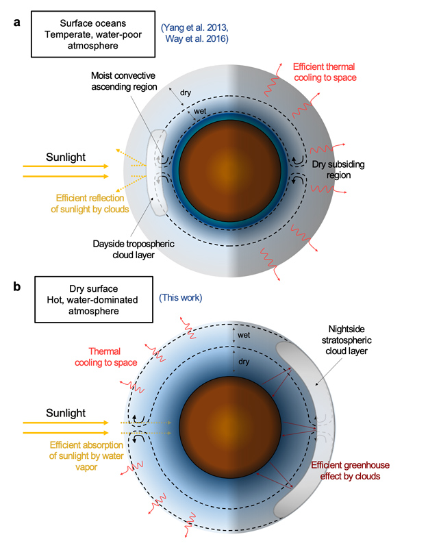 Daynight Cloud Asymmetry Prevents Early Oceans On Venus But Not On