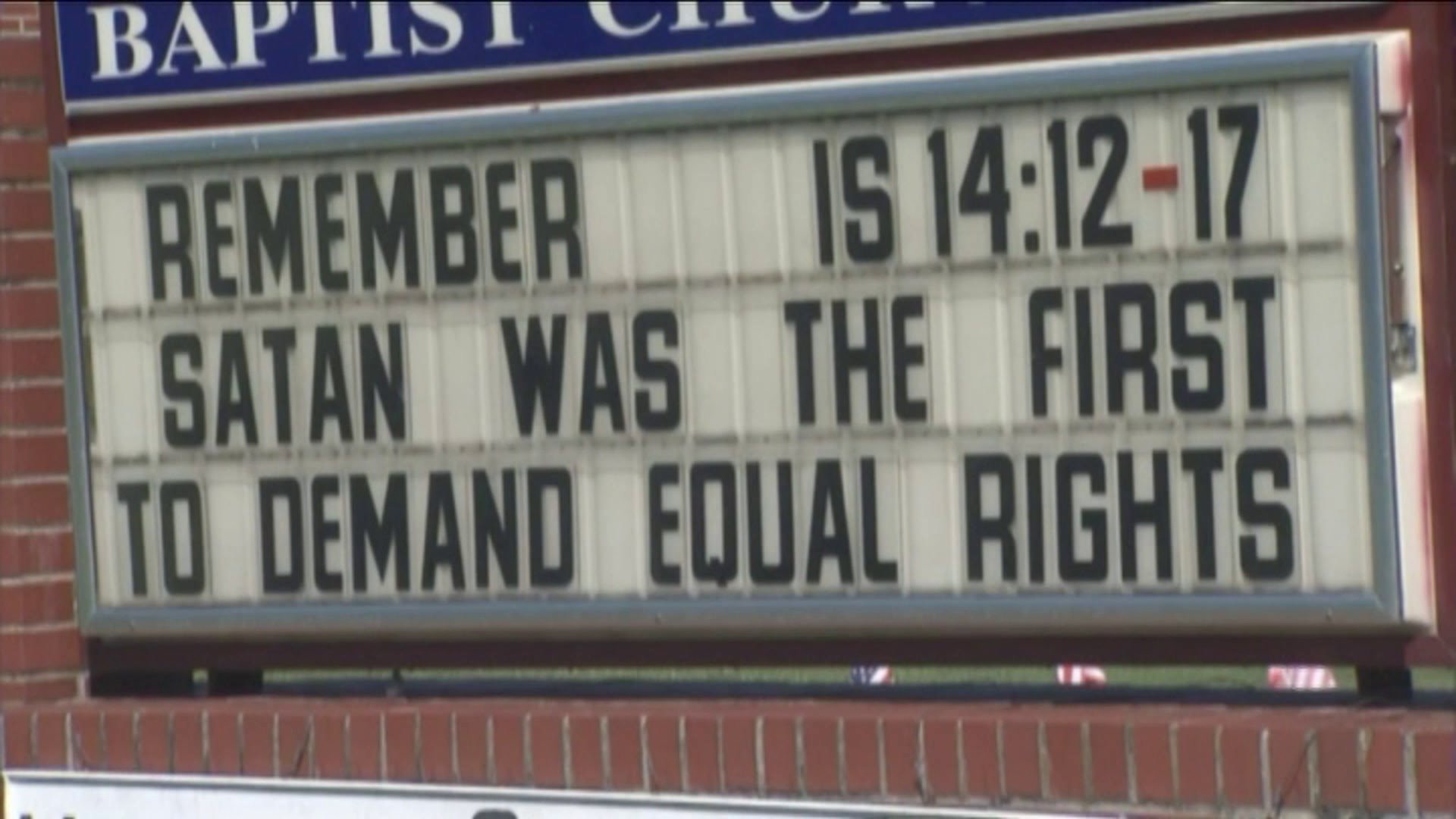 People fuming over Va. church sign connecting Satan with equal rights