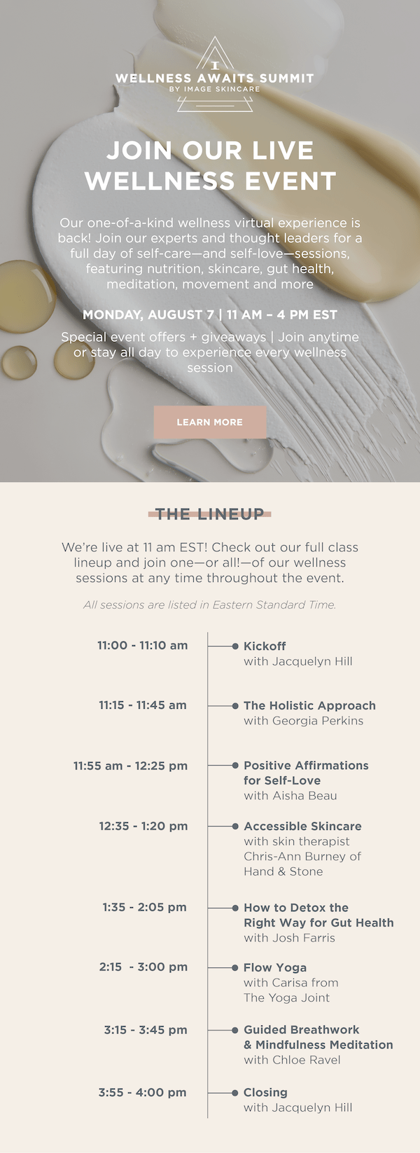 RSVP now Wellness Awaits immersive experience IMAGE Skincare