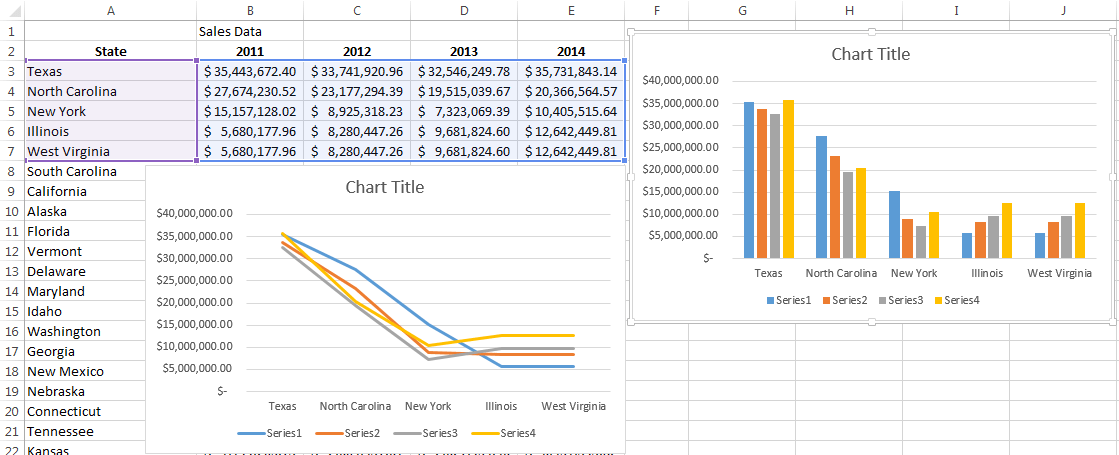 Graphs with Multiple Data Series in Excel