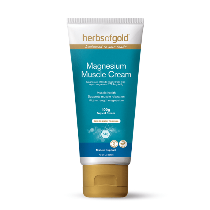 Herbs of Gold Magnesium Muscle Cream 100 grams MediAdvice