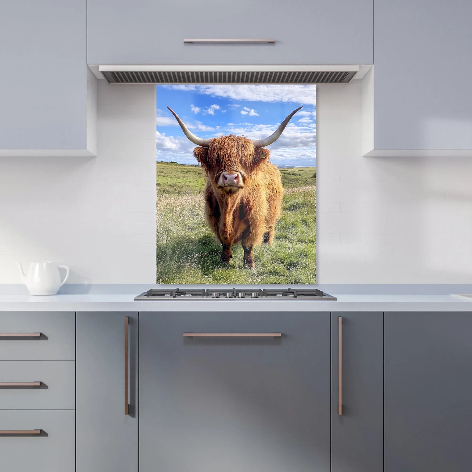 Splashbacks Highland Cow In Summer Kitchen Splashback Warren Reed