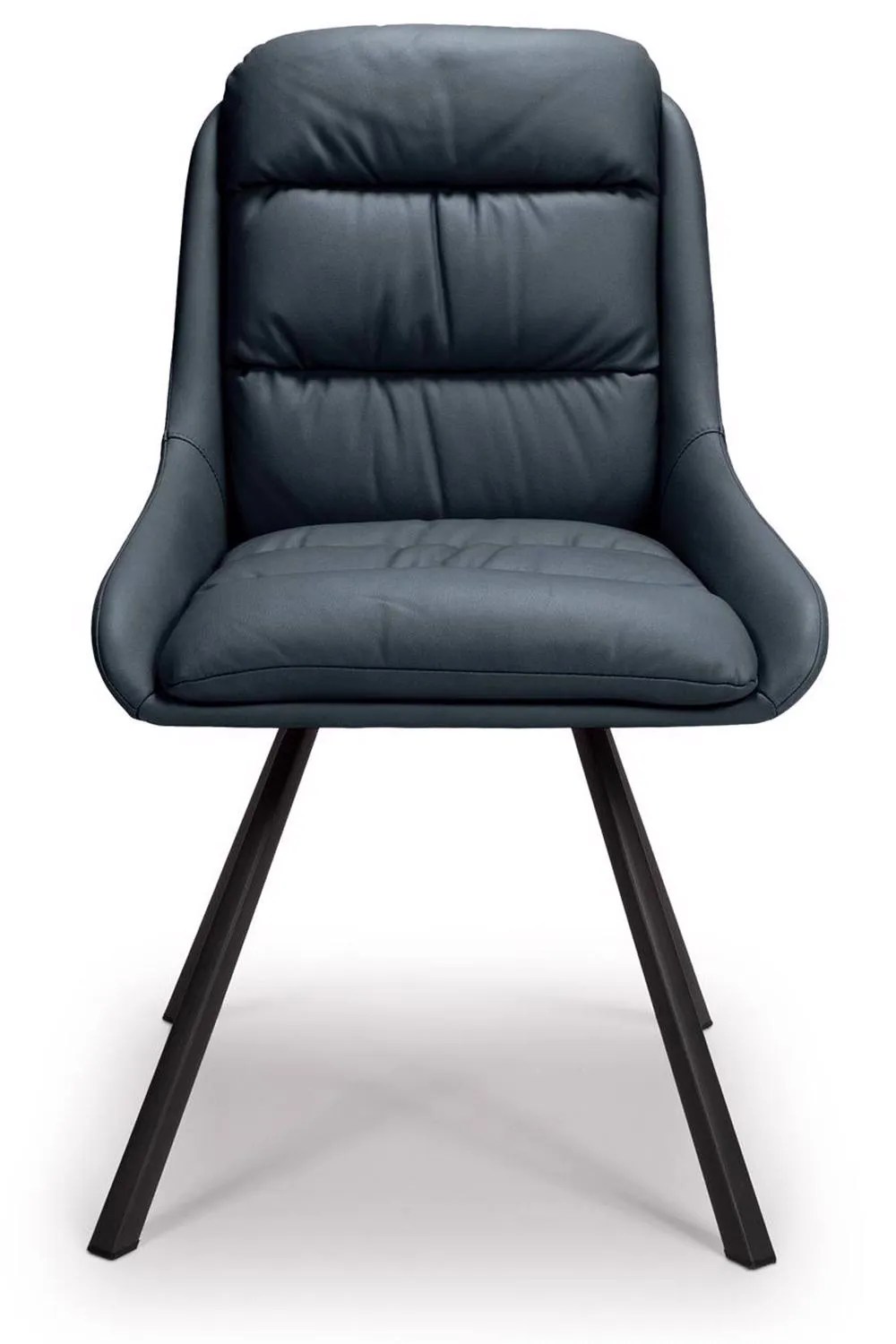 Dining Tables & Chairs Set Of 2 Midnight Blue Faux Leather Swivel