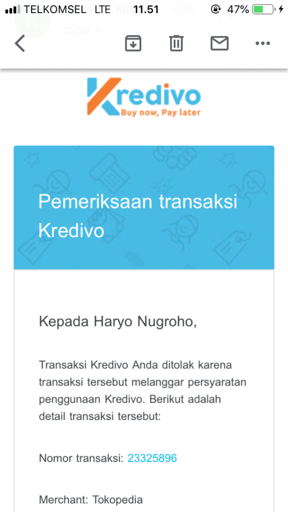 Kredivo Menyatakan "Transaksi Beresiko" tanpa Konfirmasi dan Alasan