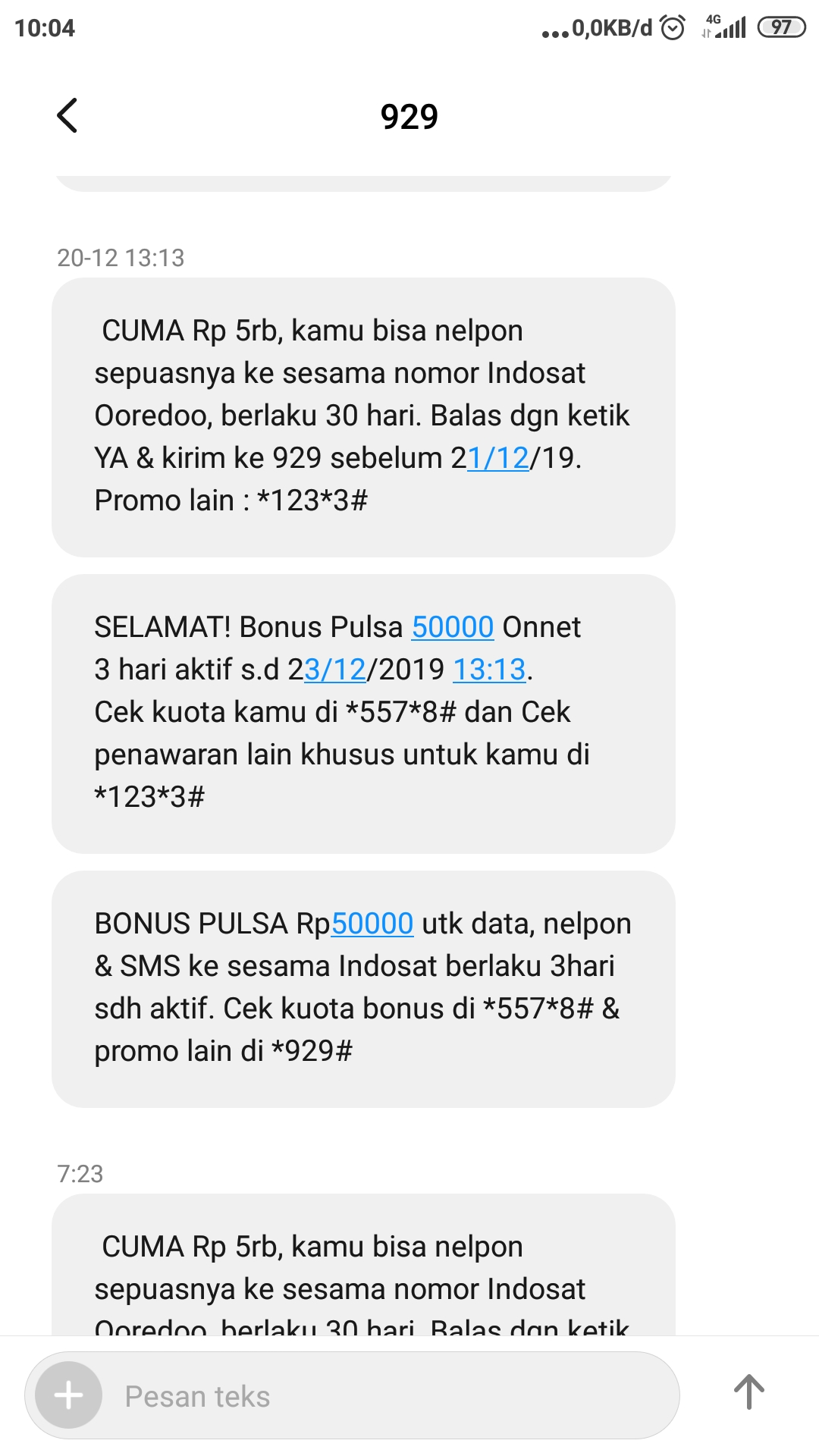 Pulsa Indosat 50 ribu Tanggal 21122019 Tidak Masuk Media Konsumen
